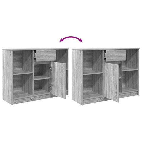 vidaXL Sideboard with Drawer Grey Sonoma 101x35x76 cm Engineered Wood