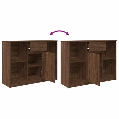 vidaXL Sideboard with Drawer Brown Oak 101x35x76 cm Engineered Wood