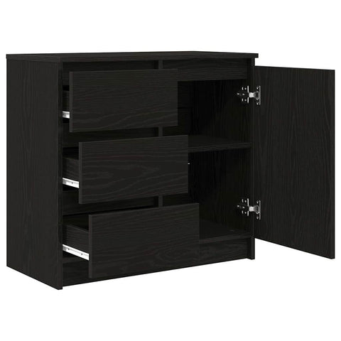 vidaXL Sideboard with Drawer Black Oak 71x35x65 cm Engineered Wood