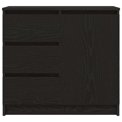 vidaXL Sideboard with Drawer Black Oak 71x35x65 cm Engineered Wood