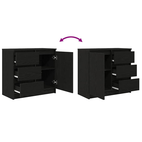 vidaXL Sideboard with Drawer Black Oak 71x35x65 cm Engineered Wood