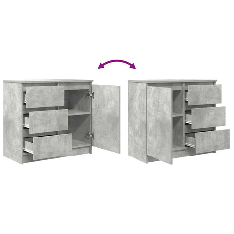 vidaXL Sideboard with Drawer Concrete Grey 71x35x65 cm Engineered Wood