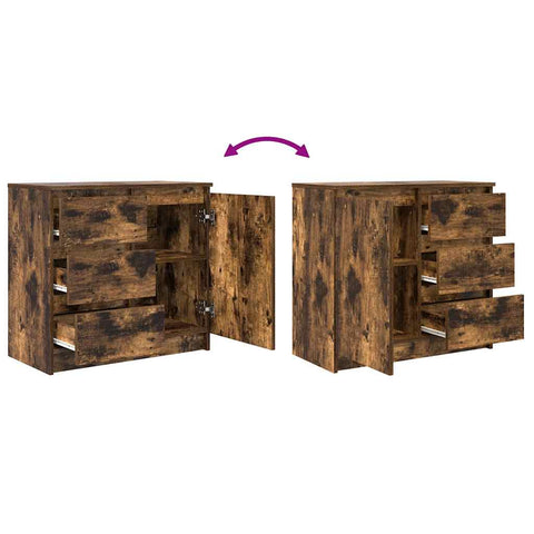 vidaXL Sideboard with Drawer Smoked Oak 71x35x65 cm Engineered Wood