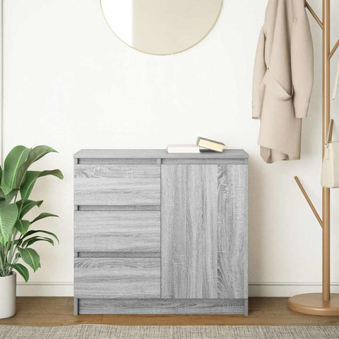 vidaXL Sideboard with Drawer Grey Sonoma 71x35x65 cm Engineered Wood