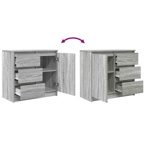 vidaXL Sideboard with Drawer Grey Sonoma 71x35x65 cm Engineered Wood