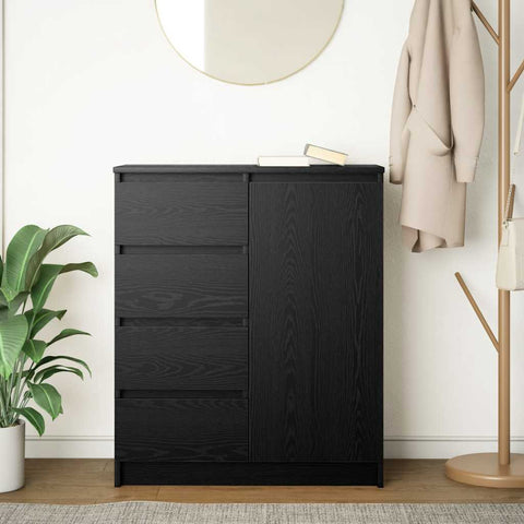 vidaXL Sideboard with Drawers Black Oak 71x35x84 cm Engineered Wood