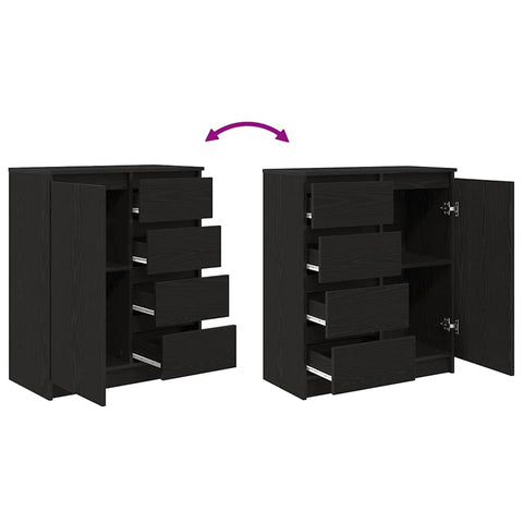 vidaXL Sideboard with Drawers Black Oak 71x35x84 cm Engineered Wood