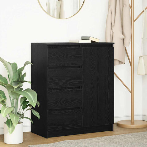 vidaXL Sideboard with Drawers Black Oak 71x35x84 cm Engineered Wood