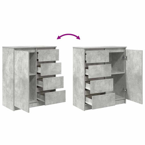 vidaXL Sideboard with Drawers Concrete Grey 71x35x84 cm Engineered Wood