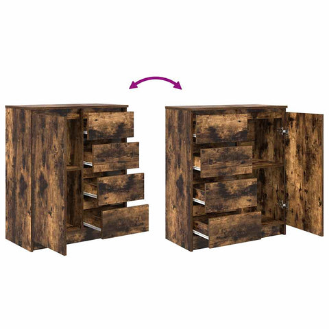 vidaXL Sideboard with Drawers Smoked Oak 71x35x84 cm Engineered Wood