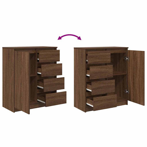 vidaXL Sideboard with Drawers Brown Oak 71x35x84 cm Engineered Wood