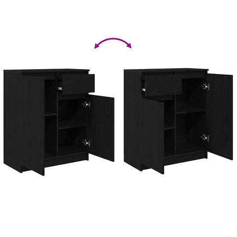 vidaXL Sideboard with Drawer Black Oak 71x35x84 cm Engineered Wood
