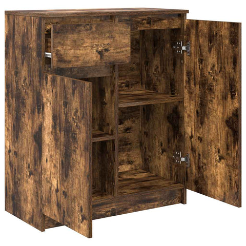 vidaXL Sideboard with Drawer Smoked Oak 71x35x84 cm Engineered Wood