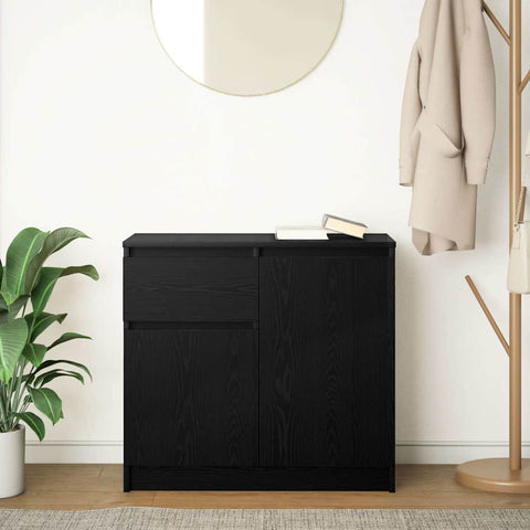 vidaXL Sideboard with Drawer Black Oak 71x35x65 cm Engineered Wood