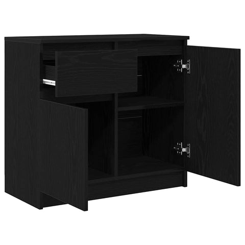 vidaXL Sideboard with Drawer Black Oak 71x35x65 cm Engineered Wood