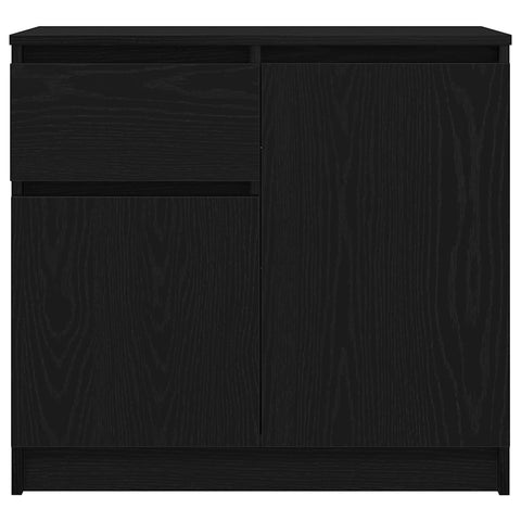 vidaXL Sideboard with Drawer Black Oak 71x35x65 cm Engineered Wood