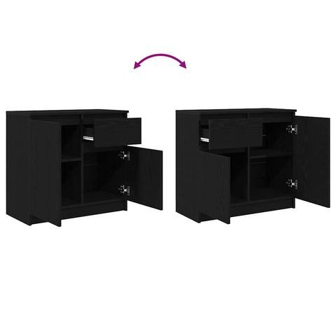 vidaXL Sideboard with Drawer Black Oak 71x35x65 cm Engineered Wood