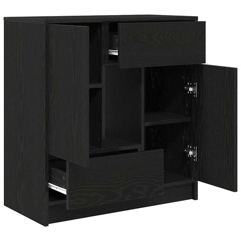 vidaXL Sideboard with Drawers and Doors Black Oak 70.5x34x74.5 cm