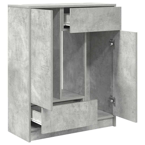 vidaXL Sideboard with Drawers and Doors Concrete Grey 73x31x90 cm
