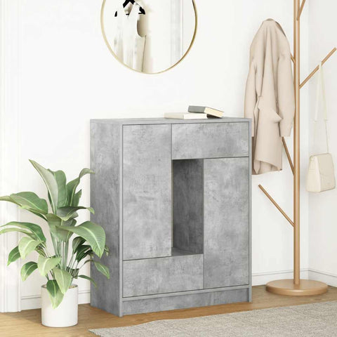 vidaXL Sideboard with Drawers and Doors Concrete Grey 73x31x90 cm