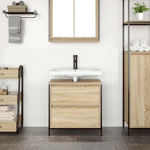 vidaXL Bathroom Basin Cabinet with Drawers Sonoma Oak 60x34.5x60 cm