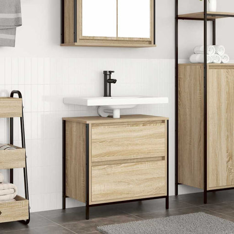 vidaXL Bathroom Basin Cabinet with Drawers Sonoma Oak 60x34.5x60 cm