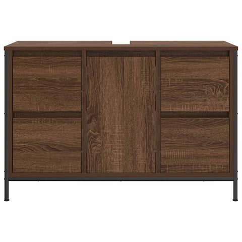 vidaXL Basin Cabinet with Drawers Brown Oak 90x34.5x60 cm
