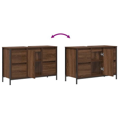 vidaXL Basin Cabinet with Drawers Brown Oak 90x34.5x60 cm