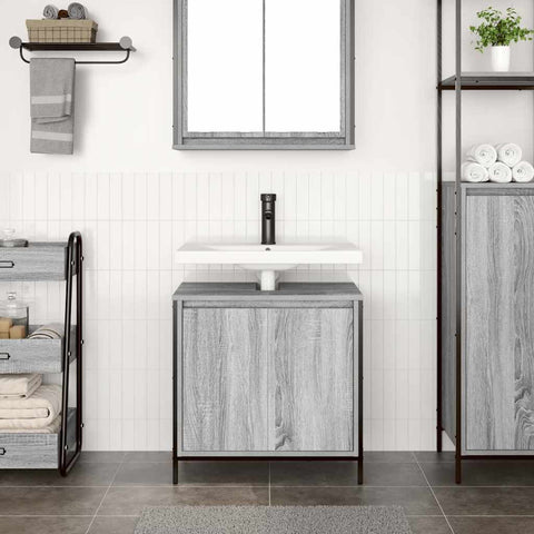 vidaXL Bathroom Basin Cabinet Grey Sonoma 60x34.5x60 cm