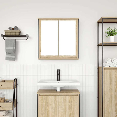 vidaXL Bathroom Wall Cabinet with Mirror Sonoma Oak 60x21x60 cm