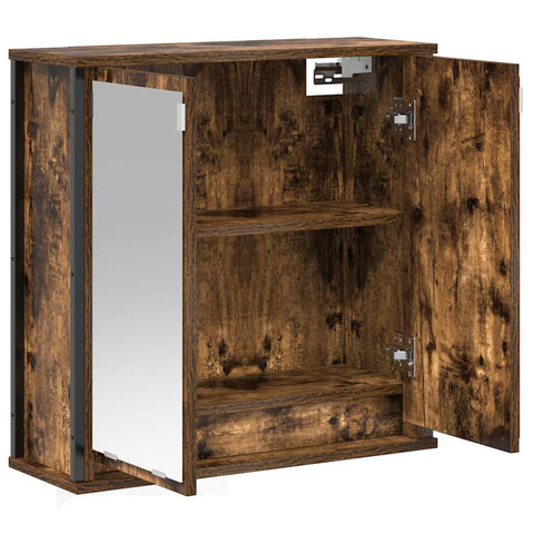 vidaXL Bathroom Wall Cabinet with Mirror Smoked Oak 60x21x60 cm