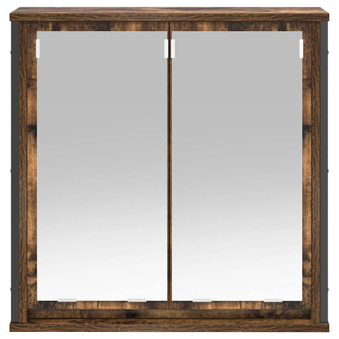 vidaXL Bathroom Wall Cabinet with Mirror Smoked Oak 60x21x60 cm