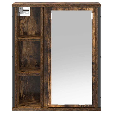 vidaXL Bathroom Wall Cabinet with Mirror Smoked Oak 50x21x60 cm