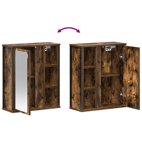 vidaXL Bathroom Wall Cabinet with Mirror Smoked Oak 50x21x60 cm