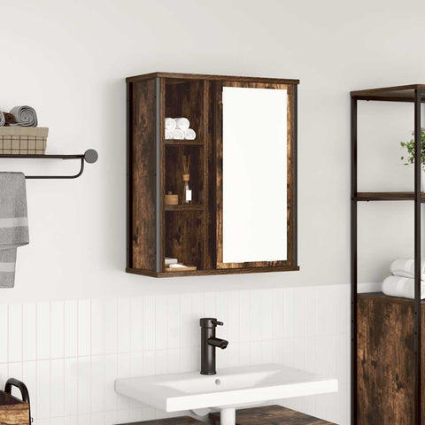vidaXL Bathroom Wall Cabinet with Mirror Smoked Oak 50x21x60 cm