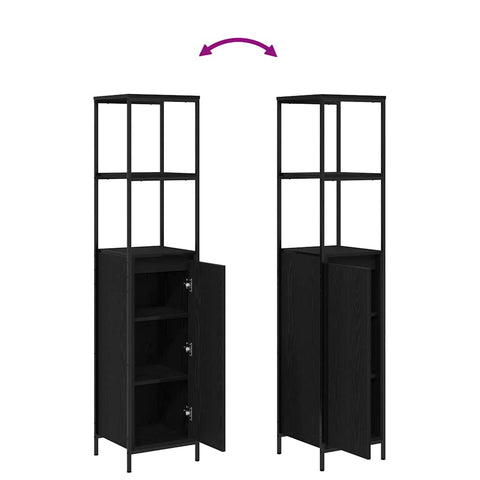 vidaXL Bathroom Cabinet with Shelves Black Oak 36x35x165 cm