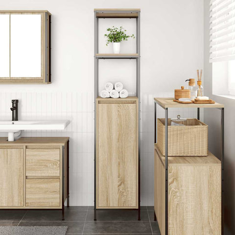 vidaXL Bathroom Cabinet with Shelves Sonoma Oak 36x35x165 cm