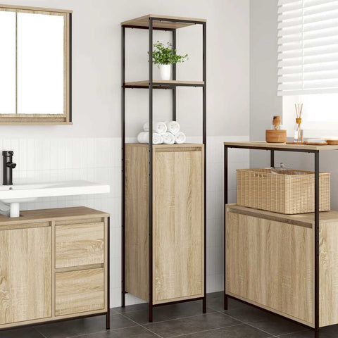 vidaXL Bathroom Cabinet with Shelves Sonoma Oak 36x35x165 cm
