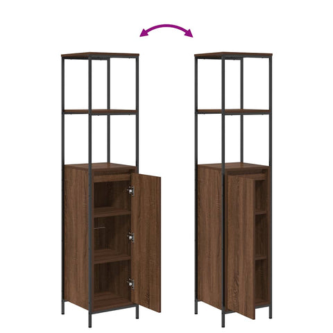 vidaXL Bathroom Cabinet with Shelves Brown Oak 36x35x165 cm