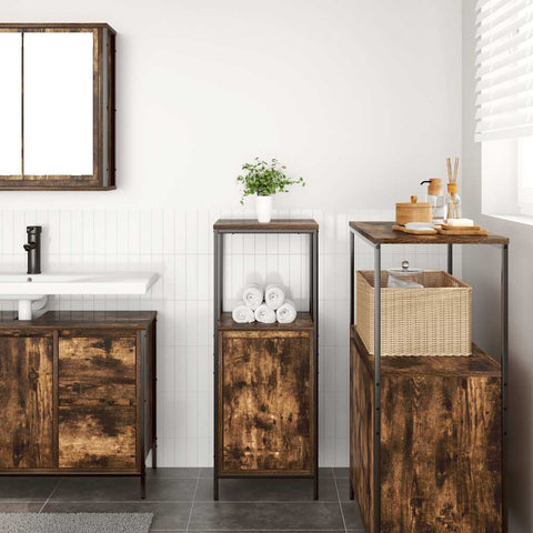 vidaXL Bathroom Cabinet with Shelves Smoked Oak 36x35x95 cm