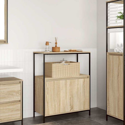 vidaXL Bathroom Cabinet with Shelves Sonoma Oak 76.5x35x95 cm