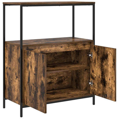 vidaXL Bathroom Cabinet with Shelves Smoked Oak 76.5x35x95 cm