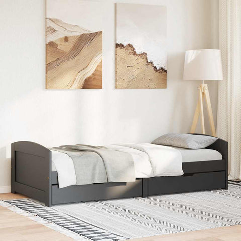 vidaXL Day Bed with 2 Drawers without Mattress IRUN Black 90x200 cm