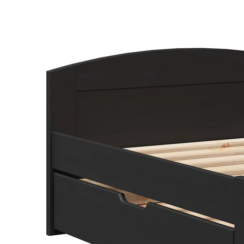 vidaXL Day Bed with 2 Drawers without Mattress IRUN Black 90x200 cm