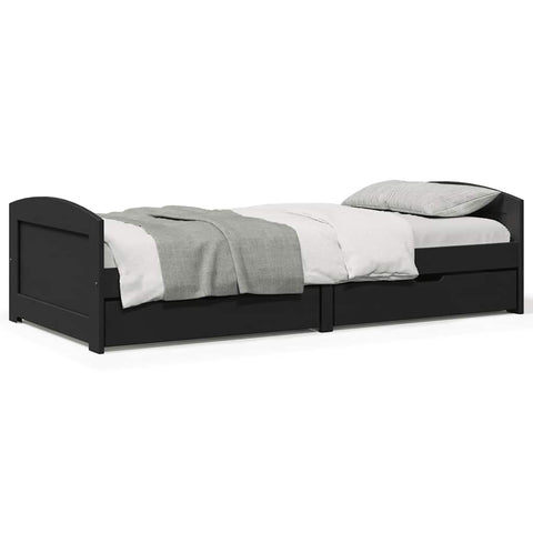 vidaXL Day Bed with 2 Drawers without Mattress IRUN Black 90x200 cm