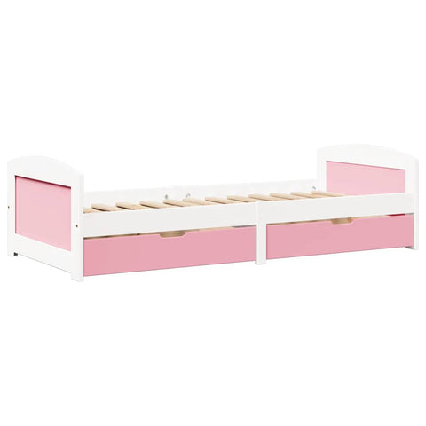 vidaXL Day Bed with 2 Drawers without Mattress IRUN White&Pink 90x200 cm