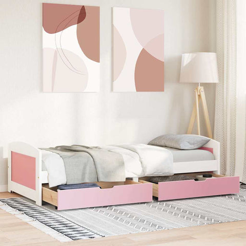 vidaXL Day Bed with 2 Drawers without Mattress IRUN White&Pink 90x200 cm