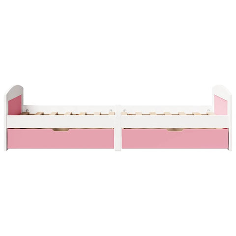 vidaXL Day Bed with 2 Drawers without Mattress IRUN White&Pink 90x200 cm