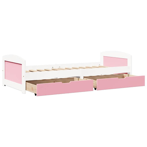 vidaXL Day Bed with 2 Drawers without Mattress IRUN White&Pink 90x200 cm