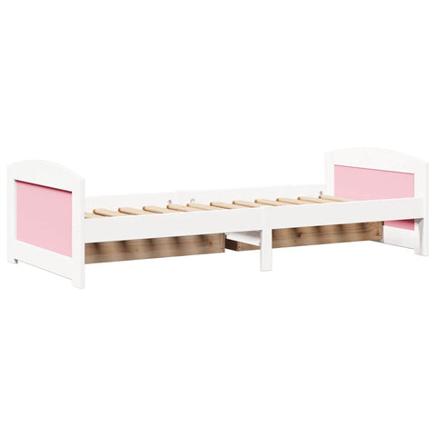 vidaXL Day Bed with 2 Drawers without Mattress IRUN White&Pink 90x200 cm